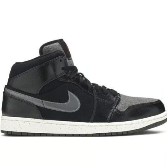 EUC 2016 Air Jordan 1 Mid SE Winterized Black Grey Athletic Sneaker Shoes 9.5 main image 5